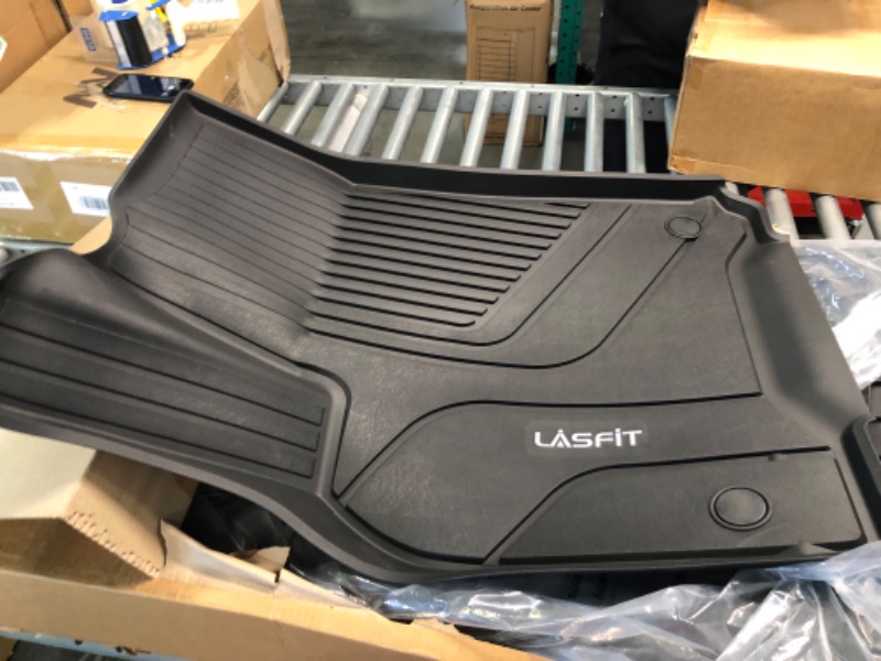 Photo 6 of LASFIT Floor Mats for Tesla Model Y 2023 2022 2021 2020 5 Seats, All Weather TPE Car Mats Custom Fit Floor Liners, Front and Rear 2 Rows Set Model Y Floor Mats