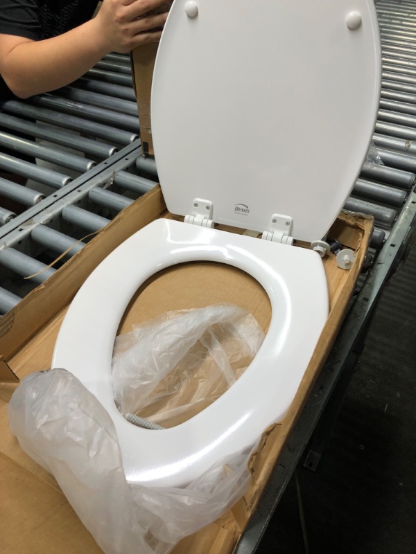 Photo 4 of Bemis 1500EC 390 Lift-Off Wood Elongated Toilet SEAT, Cotton White~~ A Screw Is Broken 