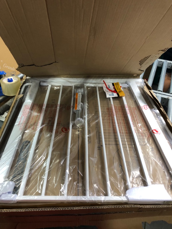 Photo 1 of Mom's Choice Awards Winner-Cumbor 29.5-57" Baby Gate for Stairs, Extra Wide Dog Gate for Doorways, Pressure Mounted Walk Through Safety Child Gate for Kids Toddler, Tall Pet Puppy Fence Gate, White 30.5" Tall x 57" Wide White