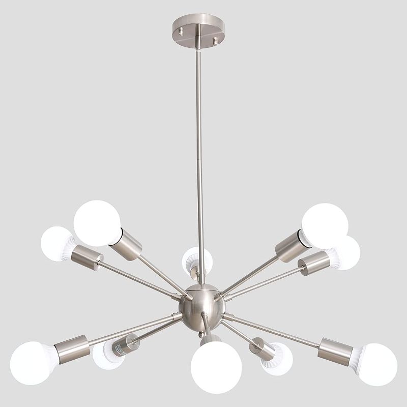 Photo 1 of ALISADABOY Sputnik Chandeliers Light Fixture Mid Century Modern Hanging Lighting Industrial 10-Light Pendant Light for Dining Living Room Bedroom Kitchen.