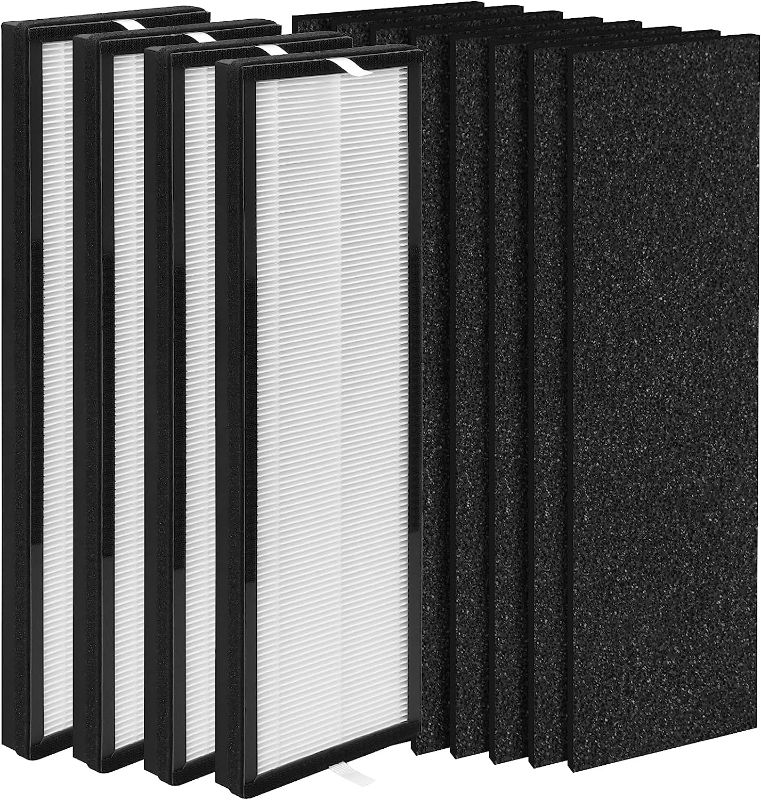 Photo 1 of Breabetter 4-Pack NEA-F1 True HEPA Replacement Filter, Compatible with Eureka NEA120 and Toshiba Feature Smart Air Purifier CAF-W36USW, 4 HEPA Filters (NEA-F1) + 8 Carbon Pre-Filters (NEA-C1)