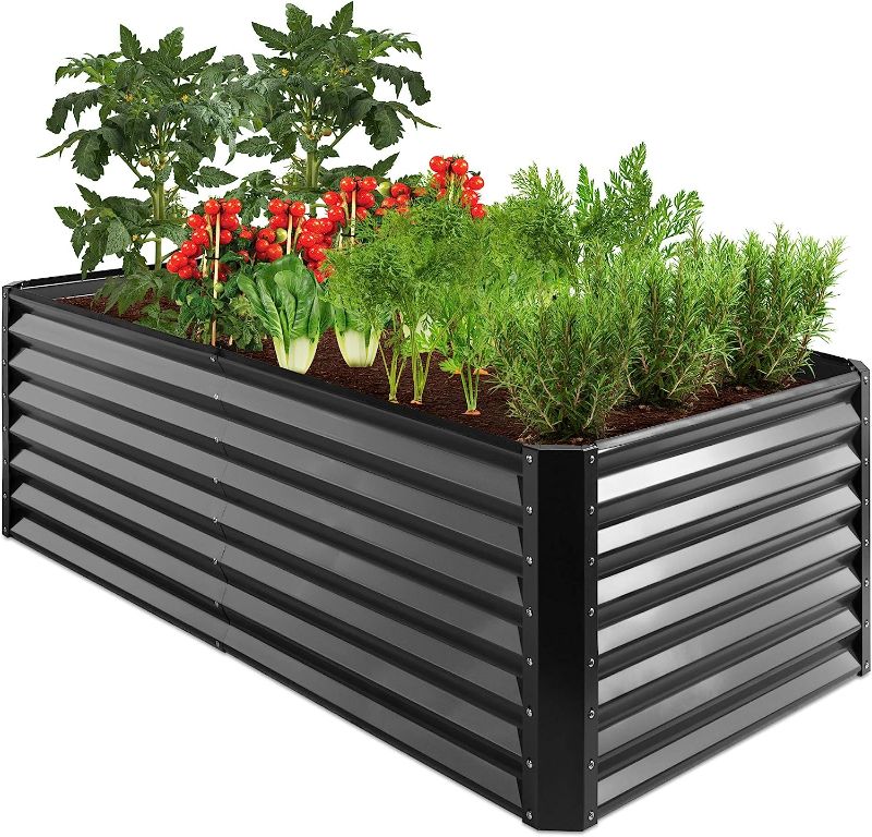 Photo 1 of Best Choice Products 6x3x2ft Outdoor Metal Raised Garden Bed, Deep Root Box Planter for Vegetables, Flowers, Herbs, and Succulents w/ 269 Gallon Capacity - Gray