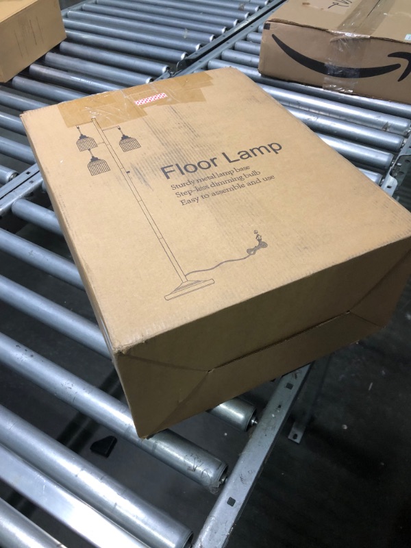 Photo 2 of 9MMML Dimmable Floor Lamp,Industrial Farmhouse Tall Standing Floor Lamp for Living Room, Bedroom Office,3 Teardrop Cage Lampshade,3 LED Bulbs Inculded.68 Tall