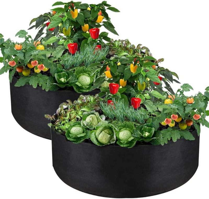 Photo 1 of 3-Pack 100 Gallon Grow Bag, Heavy Duty Thickened Fabric Pots Round Raised Garden Bed Planter for Planting Herb Flower Vegetable Potato Plants (50" D x 12" H)