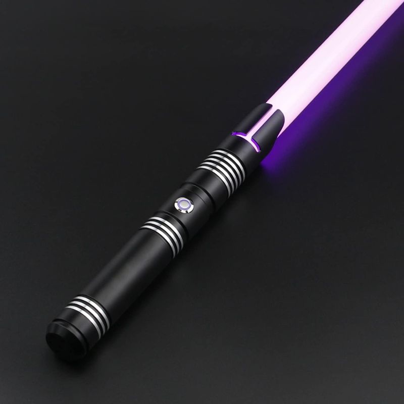 Photo 1 of ANBOX FX Dueling Light Up Saber, RGB 12 Colors Changeable Aluminium Alloy Metal Hilt Sword Saber with 5 Modes Sound Fonts, Smooth FOC Heavy for Adults Teens, Black, E13-s5 Black