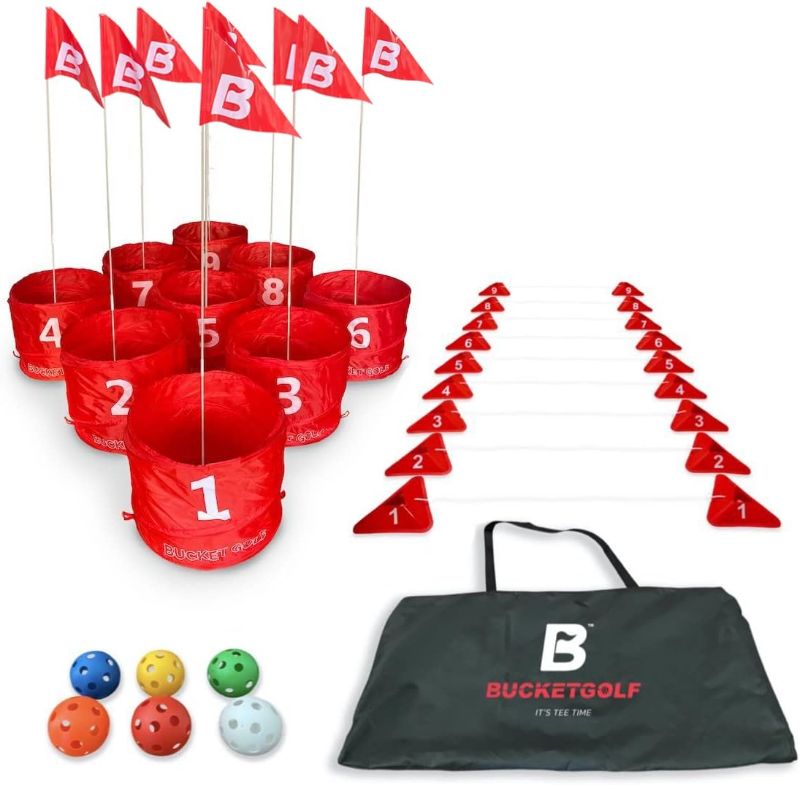 Photo 1 of BucketGolf Game Pro The Ultimate Backyard Golf Game for Family, Adults and Kids - Portable 9 Hole Golf Course Play Outdoor, Lawn, Park, Beach, Yard