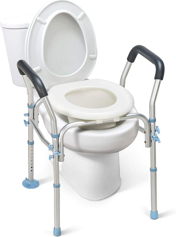 Photo 1 of OasisSpace Hinged Toilet Seat Riser - Raised Toilet Seat Elongated Bowl, Elevated Toilet Seat, Handicap Toilet Seat Riser 4 Inch, Raised Toilet Seat for Senior 300lbs