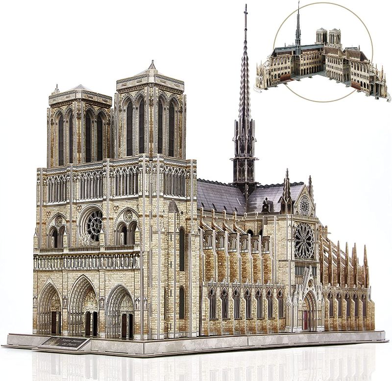 Photo 1 of CubicFun 3D Puzzle for Adults Moveable Notre Dame de Paris Church Model Kits Large Challenge French Cathedral Brain Teaser Architecture Building Puzzles, 293 Pieces