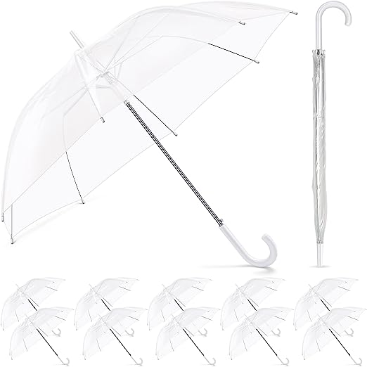 Photo 1 of Clear Umbrella Wedding Style Stick Umbrellas Large Canopy Windproof Transparent Stick Umbrellas Wedding Rain Transparent Umbrella J Hook Handle