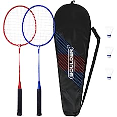 Photo 1 of Boulder Sports Badminton Rackets - Lightweight Badminton Racket Set with 3 Shuttlecocks and Racquet Case - Badminton Set for Backyard or Outdoor Games