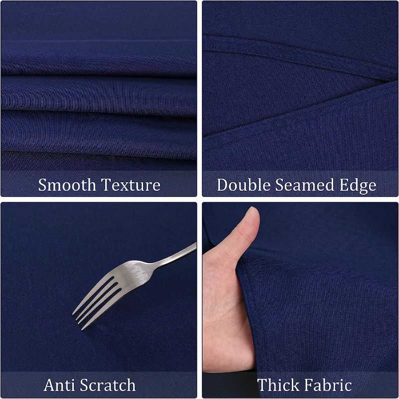 Photo 1 of 1 Thick Premium Round Tablecloth 90 Inch Round Table Covers Washable Polyester Fabric Round Table Clothes for Wedding Party Reception Banquet Buffet Restaurant (Navy Blue, 90 Inch)
