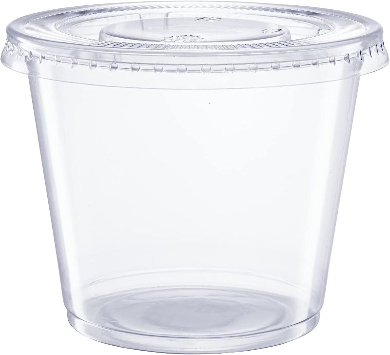 Photo 1 of  [90 Sets - 5.5 oz.] Plastic Disposable Portion Cups With Lids, Souffle Cups, Condiment Cups
