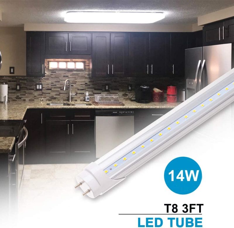 Photo 1 of 3FT LED Tube Light, T8 T10 Type B LED Light Bulb, 14W(30W Equiv), 1600LM High Bright, 36 Inch F30T12 Fluorescent Replacement, Remove Ballast, 5000K Daylight, Double Ended Power, Clear Cover (2 Pack)