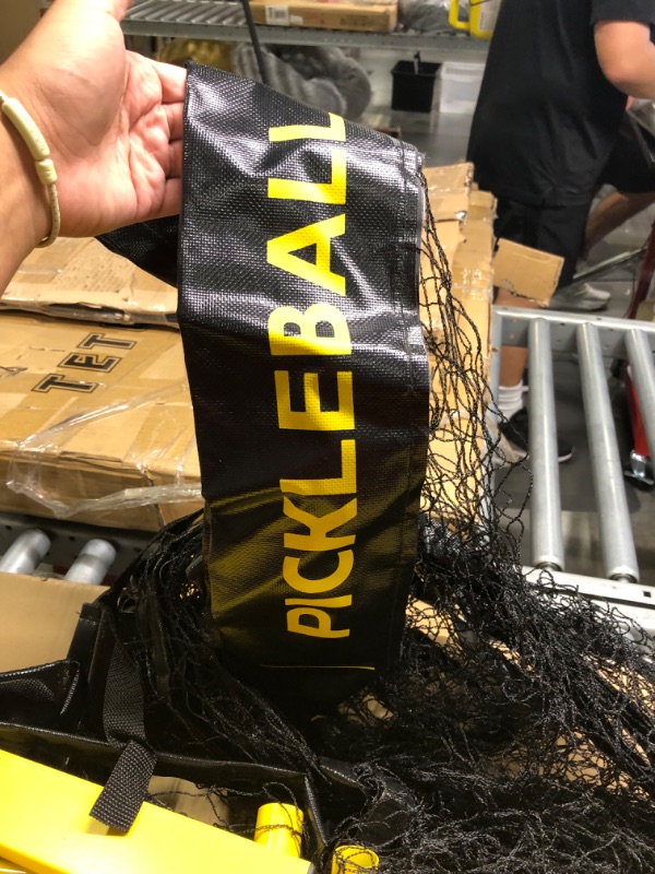 Photo 1 of A11N Portable Pickleball Net System, Designed for All Weather Conditions with Steady Metal Frame and Strong PE Net, Regulation Size Net with Carrying Bag Yellow&Black