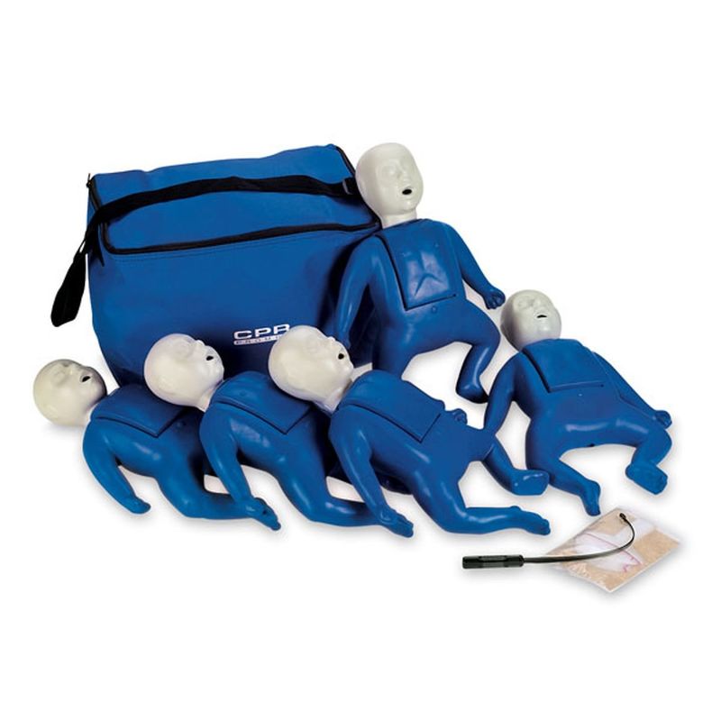 Photo 1 of CPR Prompt (5 Pack) BLUE Infant Manikins w/50 Lung Bags, Nylon Carry Case & Tool - LF06050U
