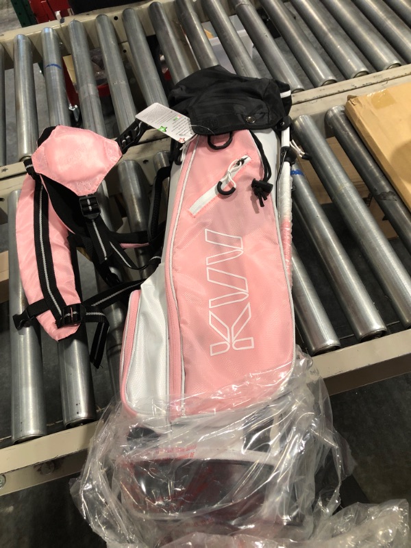 Photo 3 of KVV Junior Complete Golf Club Set for Kids/Children Right Hand, Includes Oversize Driver, Irons, Putter, Head Cover, Portable Golf Stand Bag Age 5-7 Pink 5-7