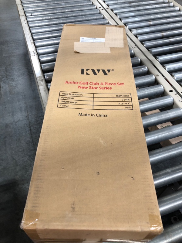 Photo 2 of KVV Junior Complete Golf Club Set for Kids/Children Right Hand, Includes Oversize Driver, Irons, Putter, Head Cover, Portable Golf Stand Bag Age 5-7 Pink 5-7