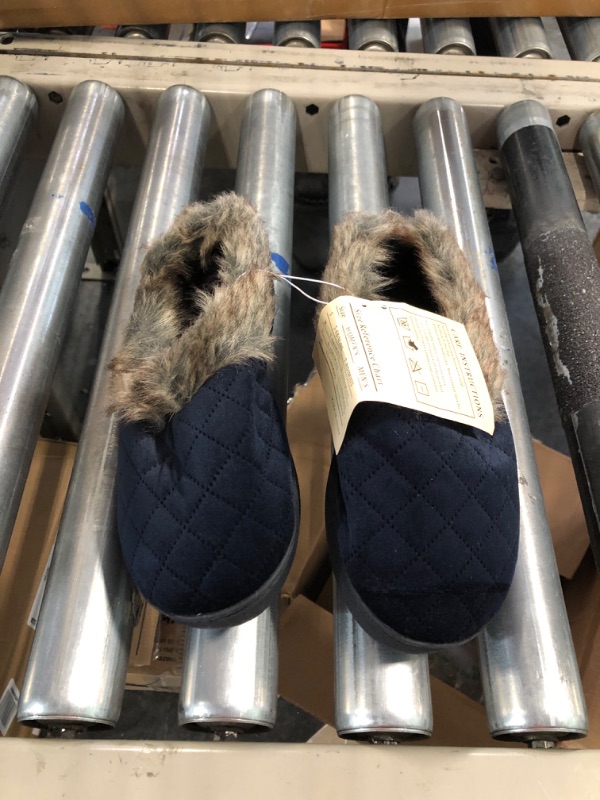 Photo 4 of New Dena Lives Blue Faux Fur Memory Foam Slippers Unisex Size Small