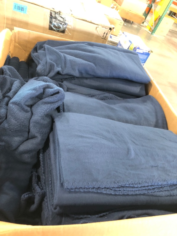 Photo 3 of 30 Pack Wholesale Soft Cozy Fleece Blankets - 50" x 60" Comfy Throw Blankets (Navy Blue)