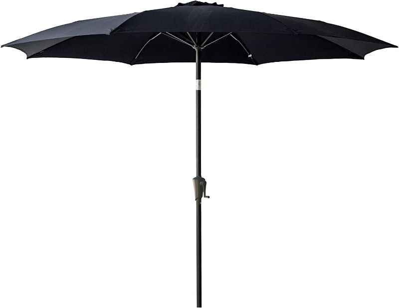 Photo 1 of 11 ft Outdoor Patio Market Table Umbrella with Fiberglass Rib Tip and Tilt, Black