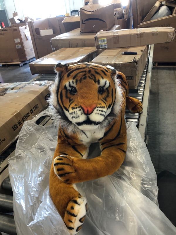 Photo 3 of Melissa & Doug Giant Tiger - Lifelike Stuffed Animal (over 5 feet long)