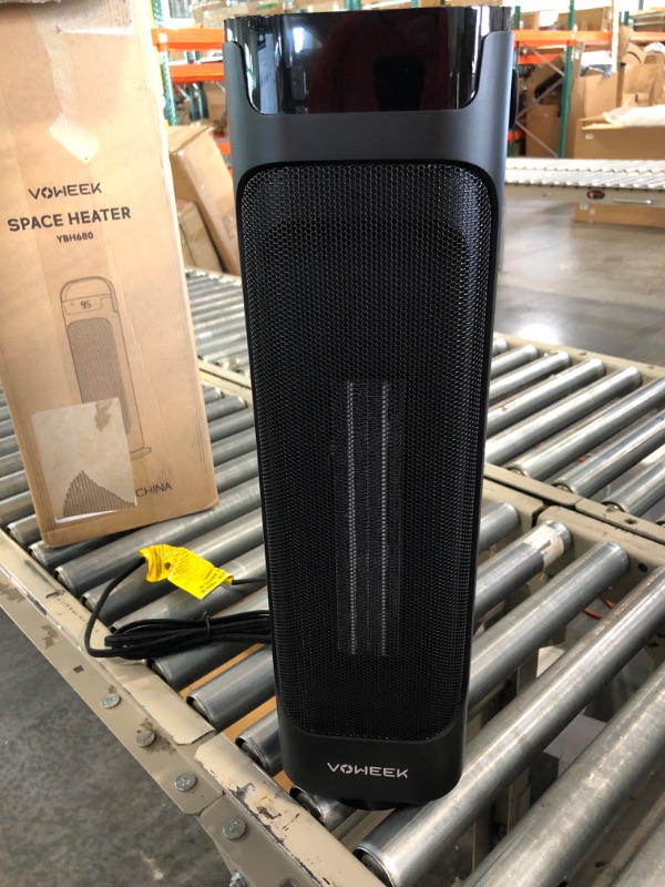 Photo 1 of 24" Space Heater, Voweek 1500W PTC Fast Heating Ceramic Heater for Office, Large Room, Indoor Use, Bedroom, Electric Heater with Thermostat, Remote, 3 Modes, ETL Certified, 12H Timer, 90° Oscillating Black