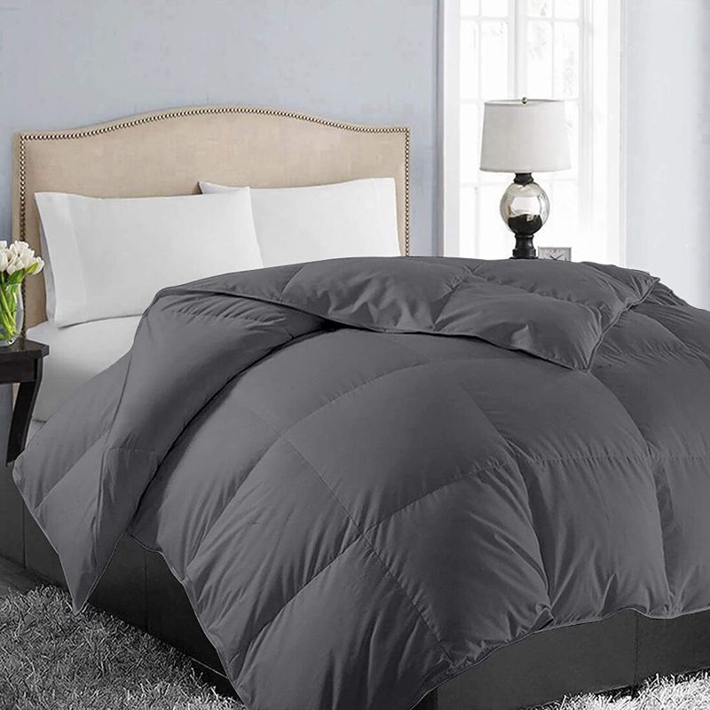 Photo 1 of All Season King Size Soft Quilted Down Alternative Comforter Reversible Duvet Insert with Corner Tabs,Winter Summer Warm Fluffy,Dark Grey,90x102 inches