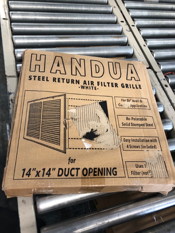 Photo 2 of 14"W x 14"H [Duct Opening Measurements] Steel Return Air Filter Grille [Removable Door] for 1-inch Filters | Vent Cover Grill, White | Outer Dimensions: 16 5/8"W X 15 5/8"H for 14x14 Duct Opening Duct Opening style: 14 Inch x14 Inch