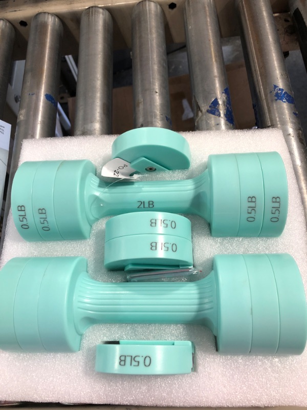 Photo 3 of Adjustable Dumbbells Hand Weights Set: Sportneer 1 Pair 2 4 6 8 10lb (2-5lb Each) Fast Adjust Dumbbell Weight 6 In 1 Free Weights Barbells For Women Men Home Gym Workout Exercise Strength Training Mint Green