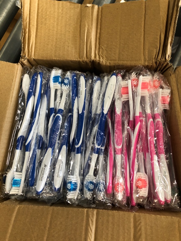 Photo 3 of 148 Individually Packaged Quality Large Head Medium Bristle Disposable Bulk Toothbrushes - Multi Color Pack - Convenient & Affordable - for Travel, Hotels, Airbnb, Relief Missions, Donations & More