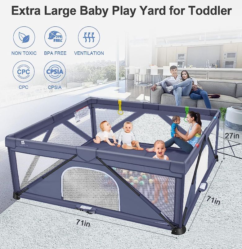 Photo 1 of A ALFRESCOOL Foldable Baby Gate Playpen, 71"x71"(35 sq. ft Space), Extra Large Playards for Toddler, Indoor & Outdoor, Kids Activity Center, Suitable for Home Travel Picnic