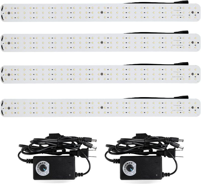 Photo 1 of 4pcs LED Light Boards with 2pcs Dimmable AC/DC Power Adapters for Konseen Product Photography Light Box,110V~220V, 96 LEDs Lamp Beads on Each Light Board