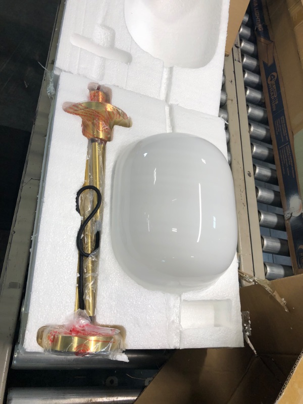 Photo 1 of Agnolo 9.62" Wide Pendant with Glass Shade in Brass/White Milk White Milk Pendant Brass/White Milk Pendant