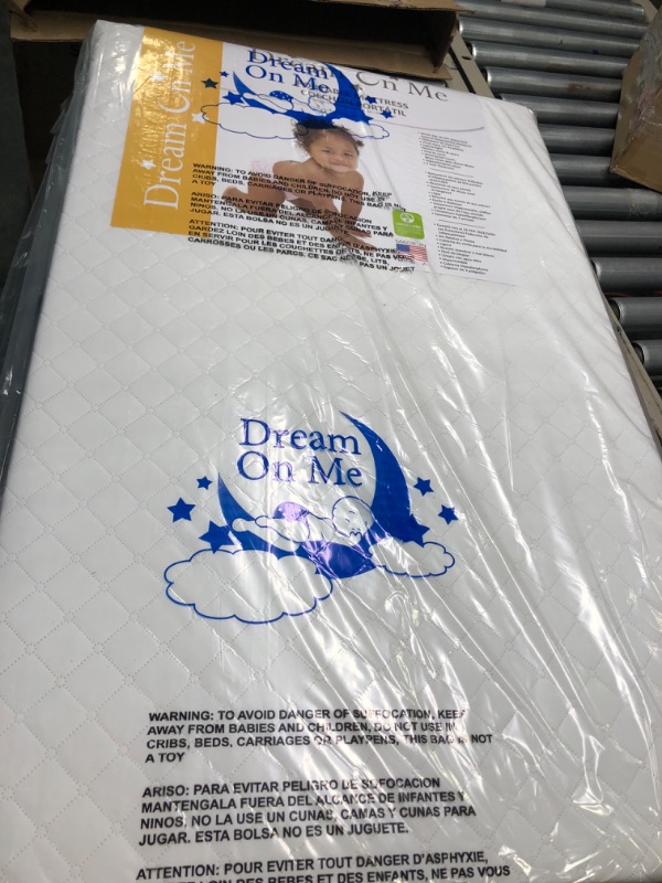 Photo 1 of Dream On Me Holly 3” Fiber Portable, Greenguard Gold Certified, Waterproof Vinyl Cover, Lightweight Mini Crib Mattress, White