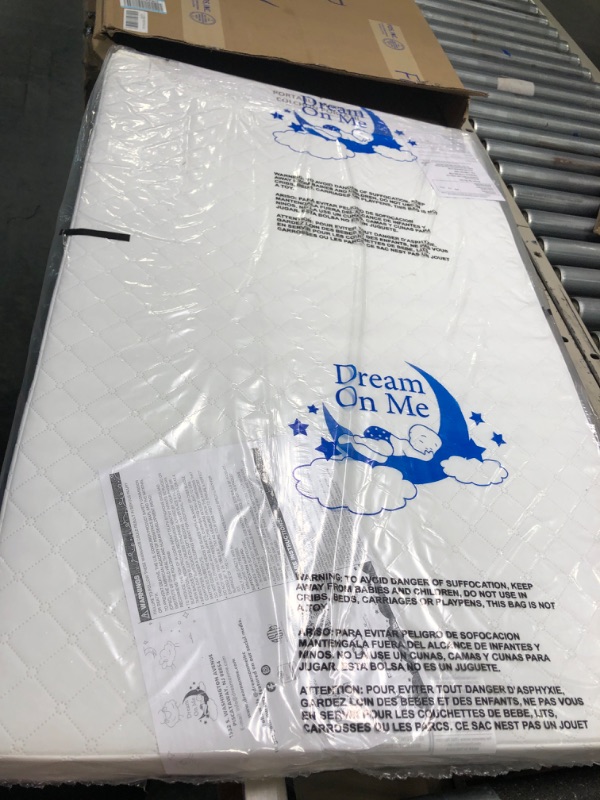 Photo 1 of Dream On Me Holly 3” Fiber Portable, Greenguard Gold Certified, Waterproof Vinyl Cover, Lightweight Mini Crib Mattress, White