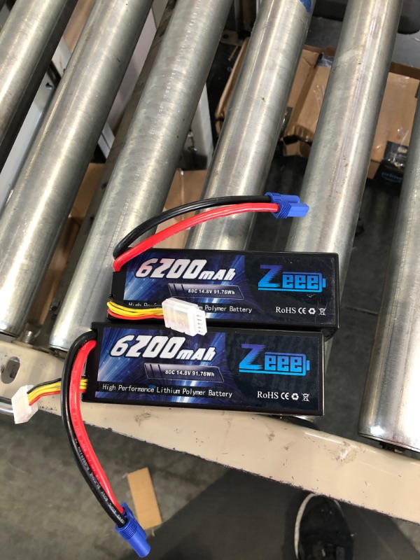 Photo 3 of Zeee 4S Lipo Battery 6200mAh 14.8V 80C Hard Case Battery with EC5 Connector for Car Truck Tank RC Buggy Truggy Racing Hobby(2 Packs) 14.8V 80C 6200mAh-2 pack