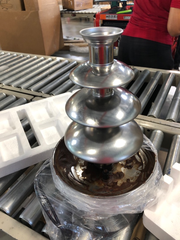Photo 3 of 4 Tier Stainless Steel Electric Chocolate Fondue Fountain Machine 4-Pound Capacity for Chocolate Candy Butter Cheese (4-Tier)