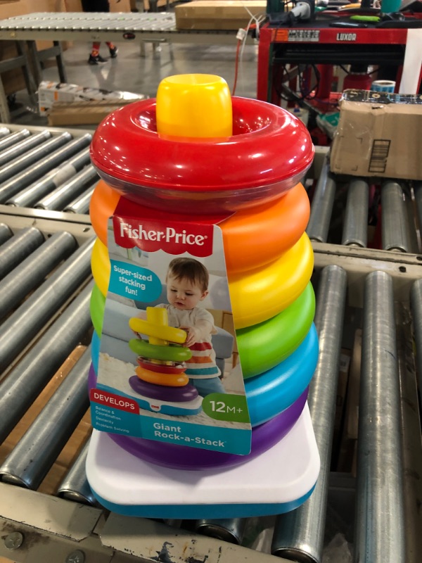 Photo 1 of Fisher-Price Giant Rock-a-Stack Baby Toy, 14+ Inches Tall, Multi-Color Ring Stacking Toy for Infants and Toddlers