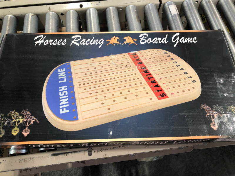 Photo 1 of Horse Racing Board Game with Luxurious Durable Metal Horses, Real Pine Wood Horseracing Game Board, Dice and Cards