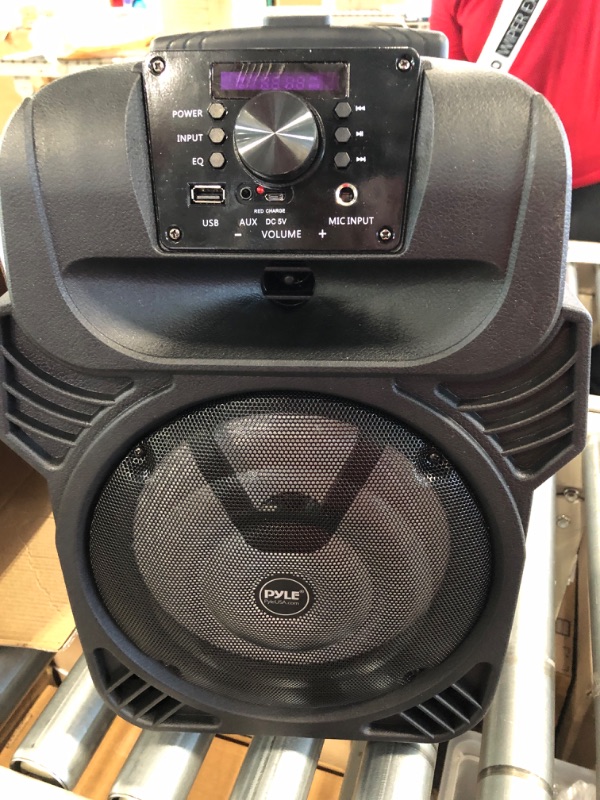 Photo 3 of 400W Portable Bluetooth PA Loudspeaker - 8” Subwoofer System, 4 Ohm/55-20kHz, USB/MP3/FM Radio/ ¼ Mic Inputs, Multi-Color LED Lights, Built-in Rechargeable Battery - Pyle PPHP844B