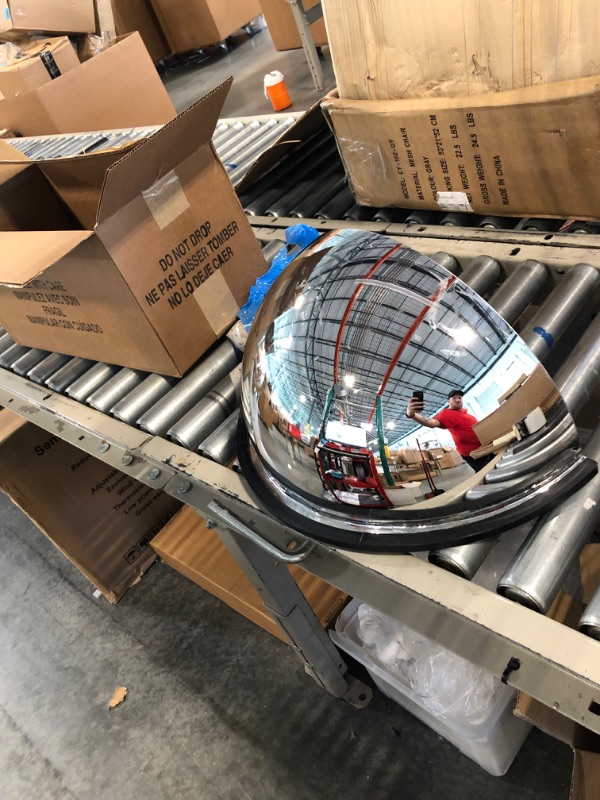 Photo 4 of 18” Acrylic Bubble Half Dome Mirror with Black Rim, Round Indoor Security Mirror for Driveway Safety Spots, Outdoor Warehouse Side View, Circular Wall Mirror for Office Use - Vision Metalizers (DPB1812) Acrylic Half Dome 18"