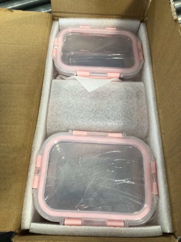 Photo 5 of 12 Pack -12 Ounce Glass Food Storage Containers with Lids Airtight, Small Meal Prep Containers Set, Microwave, Dishwasher Safe, Leak-Proof, BPA-Free, Clear/Pink Pink Set of 12
