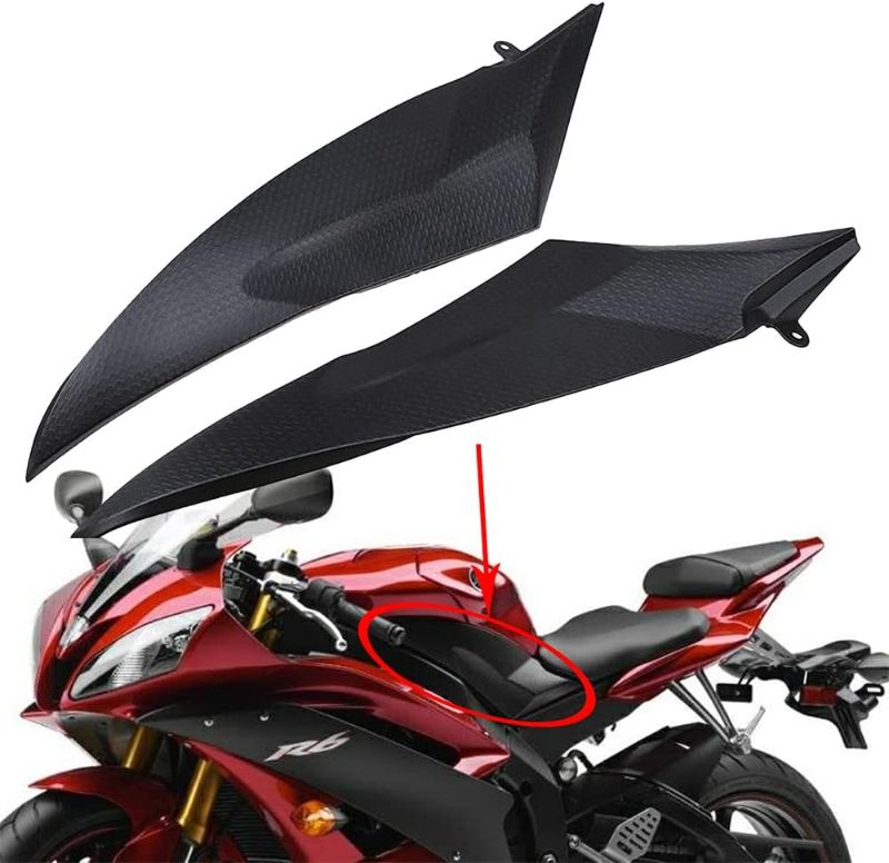 Photo 1 of Beautyexpectly Black Tank Side Fairing Panel Gas Tank Cover for Yamaha 2006-2007 YZF R6 YZF-R6 2006 2007