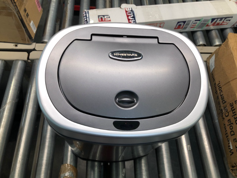 Photo 1 of 3.2 gal. Brushed Stainless Steel Motion Sensing Touchless Trash Can