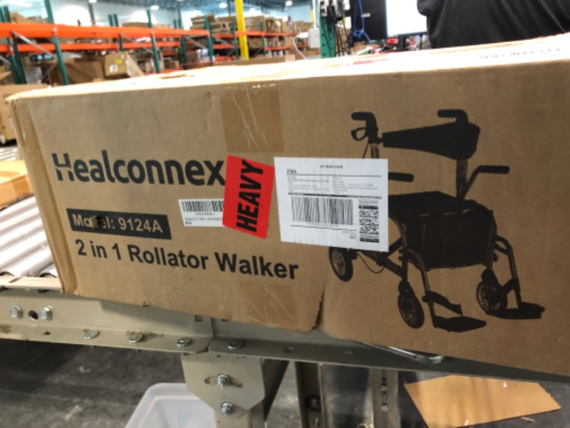 Photo 1 of Healconnex 2 in 1 Rollator Walker for Seniors-Medical Walker with Seat,Folding Transport Wheelchair Rollator with 10" Big Pneumatic Rear Wheels,Reversible Soft Backrest and Detachable Footrests