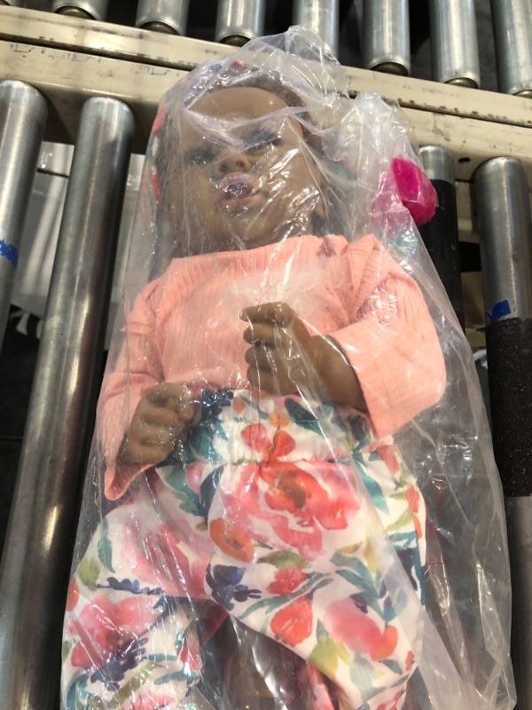 Photo 1 of HOOMAI Lifelike Reborn Baby Dolls with Soft Body African American Realistic Girl Doll 22.8 Inch Best Birthday Gift Set Riley
