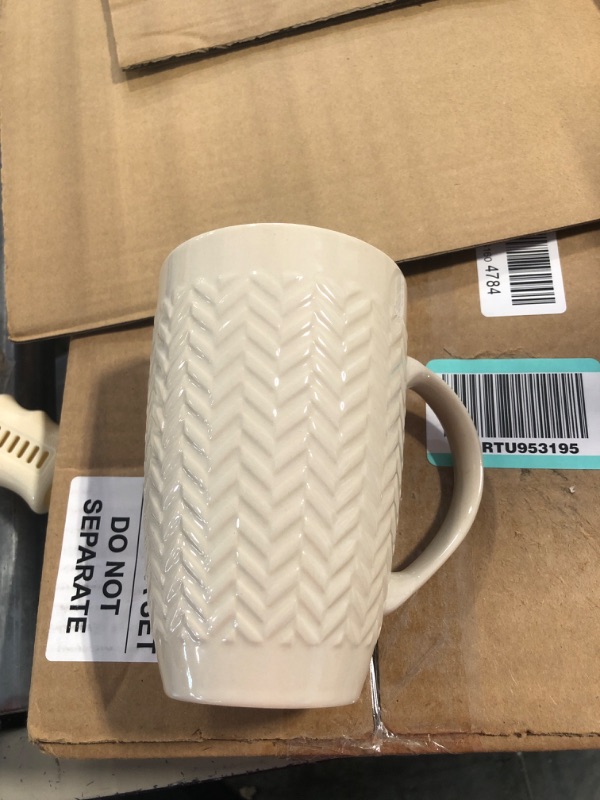 Photo 4 of AmorArc Large Coffee Mugs Set of 6, 20oz Ceramic Tall Coffee Mugs Set with Textured Geometric Patterns for Coffee/Tea /Beer/Hot Cocoa, Dishwasher & Microwave Safe, Beige