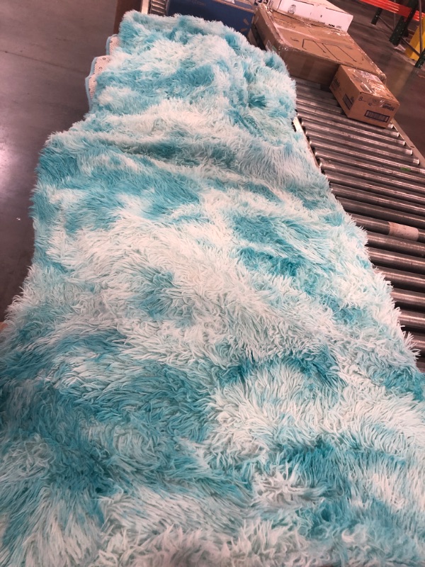 Photo 1 of 5x8 Sky Blue Area Rugs Modern Home Decorate Soft Fluffy Carpets for Living Room Bedroom Kids Room Fuzzy Plush Non-Slip Floor Area Rug Fluffy Indoor Carpet Sky Blue 5x8 Feet