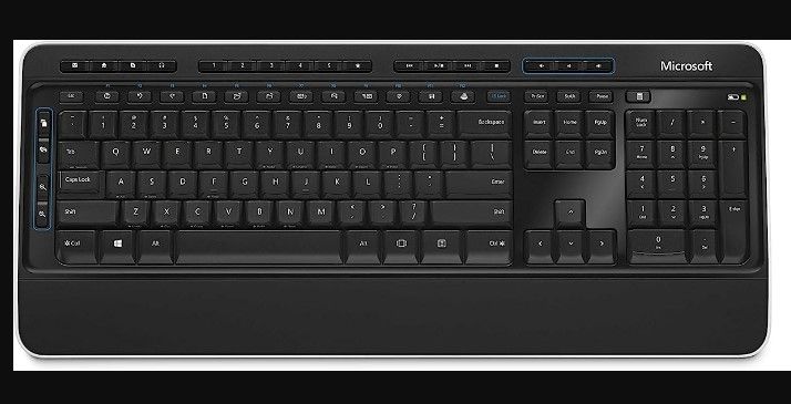 Photo 1 of Microsoft Wireless Desktop 3050 with AES - Black. Wireless Keyboard Built-in Palm Rest. Customizable Windows Shortcut Keys
