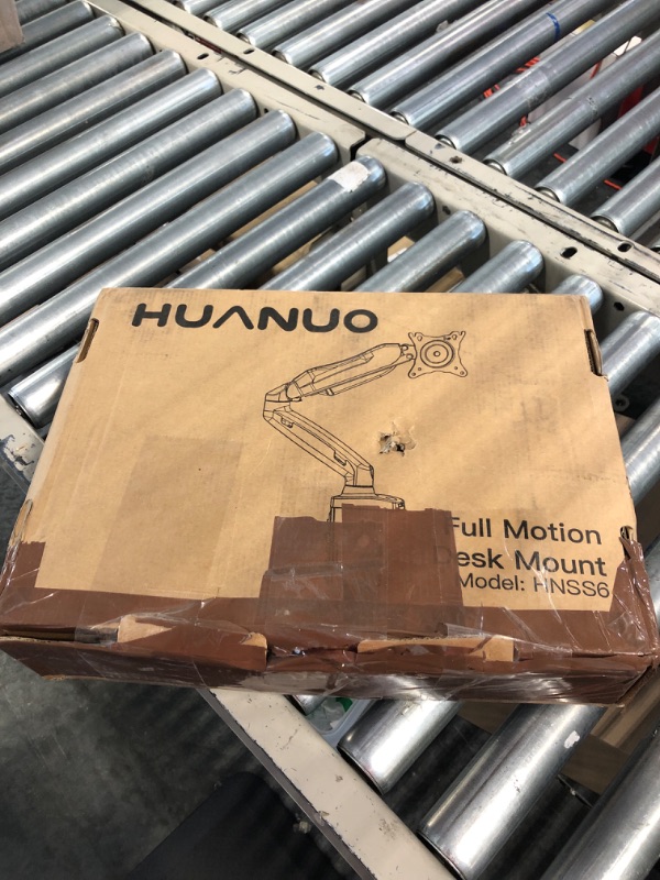 Photo 1 of HUANUO Single Monitor Stand, Free Standing Monitor Desk Stand for 13 to 32" Computer, Height Adjustable Monitor Mount Full Motion Swivel VESA 75x75mm/100x100mm Heavy Duty Steel Base up to 17.6 lbs